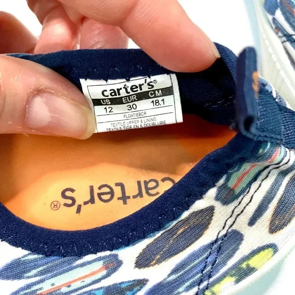 Carter’s Toddler Size 12 Surfboard Print Water Shoes Unisex Blue